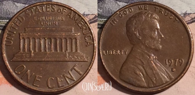 США 1 цент 1979 года D, KM# 201, a143-096