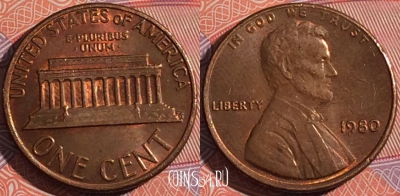 США 1 цент 1980 года, KM# 201, a136-114