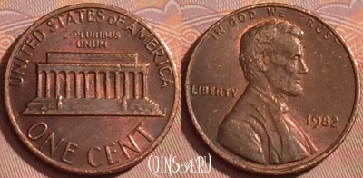 США 1 цент 1982 года, KM# 201, 358k-010