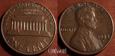 США 1 цент 1982 года, см. состояние, 54-016