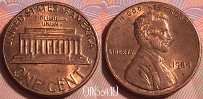 США 1 цент 1984 года, KM# 201b, 220k-129