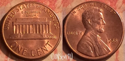 США 1 цент 1988 года, KM# 201b, 415-078