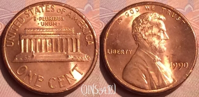 США 1 цент 1990 года, KM# 201b, 237n-101