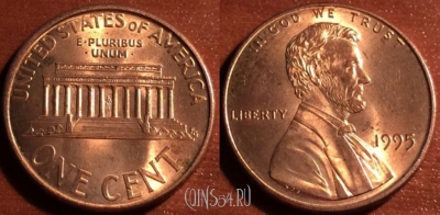 США 1 цент 1995 года, КМ 201b, 54-049
