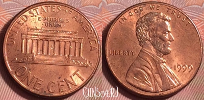 США 1 цент 1999 года, KM# 201b, 205k-111