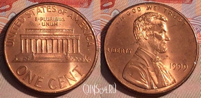 США 1 цент 1999 года, KM# 201b, 283b-139
