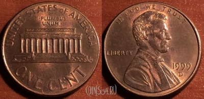 США 1 цент 1999 года, КМ 201b, 54-053