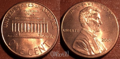 США 1 цент 2001 года, КМ 201b, 58-062