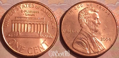 США 1 цент 2004 года, KM# 201b, 362k-031