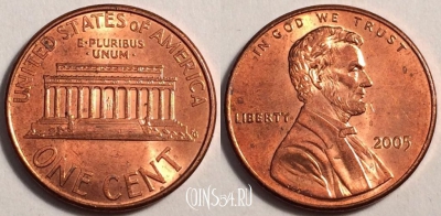 США 1 цент 2005 года, КМ 201b, 81-037a