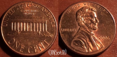 США 1 цент 2006 года, КМ 201b, 54-064