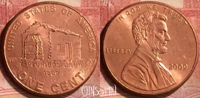 США 1 цент 2009 года, KM# 441, 130m-101