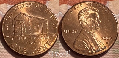 США 1 цент 2009 D, KM# 441, 496р-013