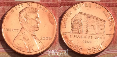США 1 цент 2009 года, KM# 441, UNC, 228-111