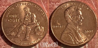 США 1 цент 2009 D, KM# 442, 475r-120