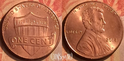 США 1 цент 2014 года, KM# 468, 125n-076