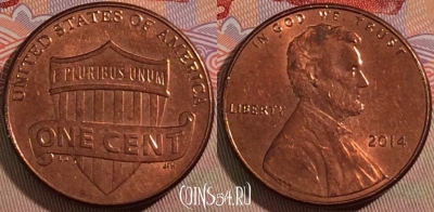 США 1 цент 2014 года, KM# 468, 132a-104