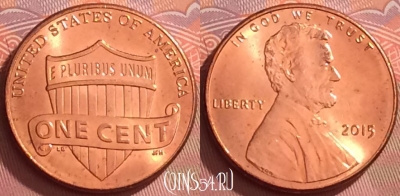 США 1 цент 2015 года, KM# 468, 276l-037