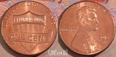 США 1 цент 2015 года D, KM# 468, 135b-065