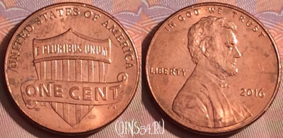 США 1 цент 2016 года, KM# 468, 238k-072
