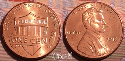 США 1 цент 2016 года, KM# 468, 242b-032