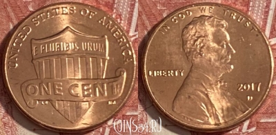 США 1 цент 2017 года P, KM# 468, 473r-108