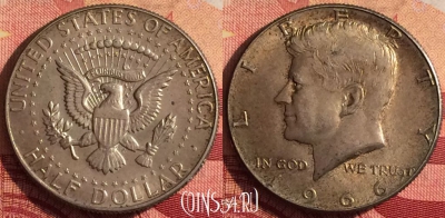 США 50 центов 1966 года, Ag, KM# 202a, 244i-170