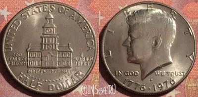 США 50 центов 1976 года D, KM# 205, 360-028
