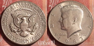 США 50 центов 1983 года D, KM# A202b, 338k-092