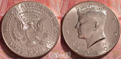 США 50 центов 2020 года D, KM# A202b, UNC, 265j-130