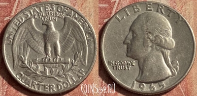 США 25 центов 1965 года, KM# 164a, 127p-141