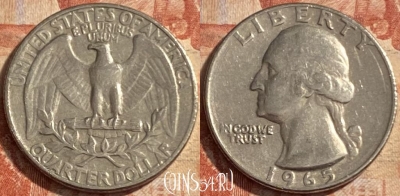 США 25 центов 1965 года, KM# 164a, 488р-072