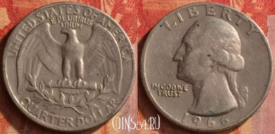 США 25 центов 1966 года, KM# 164a, 153o-036