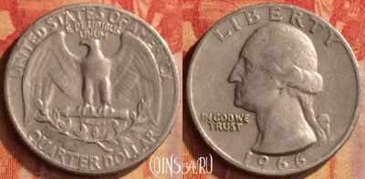 США 25 центов 1966 года, KM# 164a, 165o-065