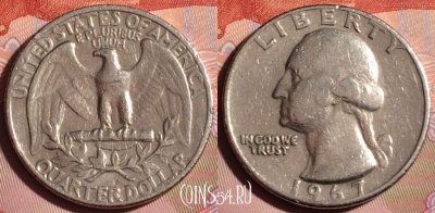 США 25 центов 1967 года, KM# 164a, 334-040