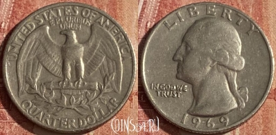США 25 центов 1969 года, KM# 164a, 042p-008