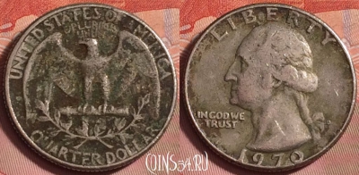 США 25 центов 1970 года D, KM# 164a, 206k-010