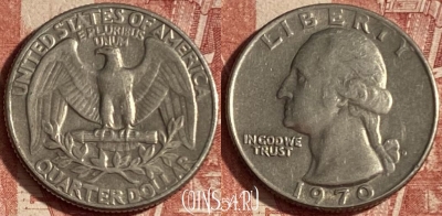 США 25 центов 1970 года D, KM# 164a, 233p-072