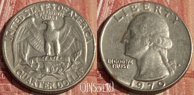 США 25 центов 1970 D, KM# 164a, 423p-118 ♛