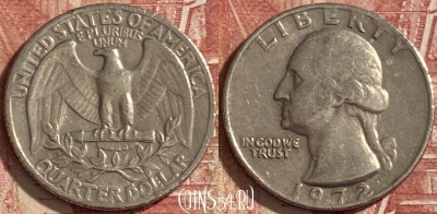 США 25 центов 1972 года, KM# 164a, 483р-049