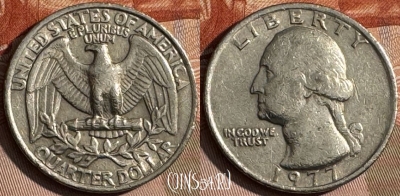 США 25 центов 1977 года, KM# 164a, 142s-068