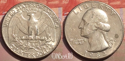 США 25 центов 1983 года, KM# 164a, 149a-083