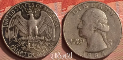 США 25 центов 1984 года, KM# 164a, 243m-126