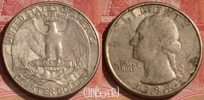 США 25 центов 1989 D, KM# 164a, 380k-043