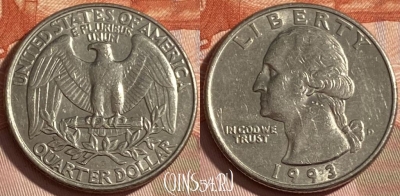 США 25 центов 1993 D, KM# 164a, 490р-029