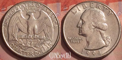 США 25 центов 1994 года P, KM# 164a, 279k-035