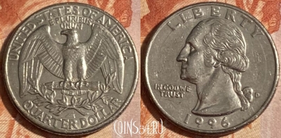 США 25 центов 1996 D, KM# 164a, 162r-051 ♛