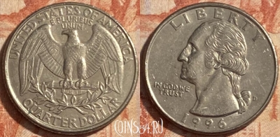 США 25 центов 1996 D, KM# 164a, 489р-018