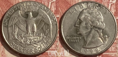 США 25 центов 1998 P, KM# 164a, 482р-132