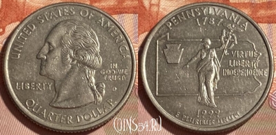 США 25 центов 1999 D, KM# 294, 466q-234
